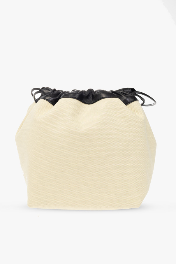JIL SANDER Cream Fur Dumpling Bucket Bag